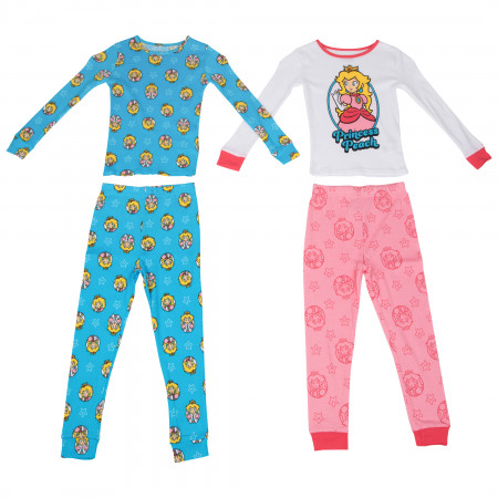 Princess Peach Long Sleeve 4-Piece Girl's Pajama Set